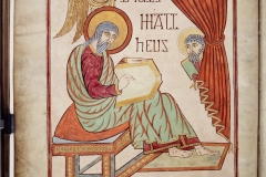 Matthew Evengelist portrait Lindisfarne Gospels c 700 Cotton MS Nero D IV c British Library Board